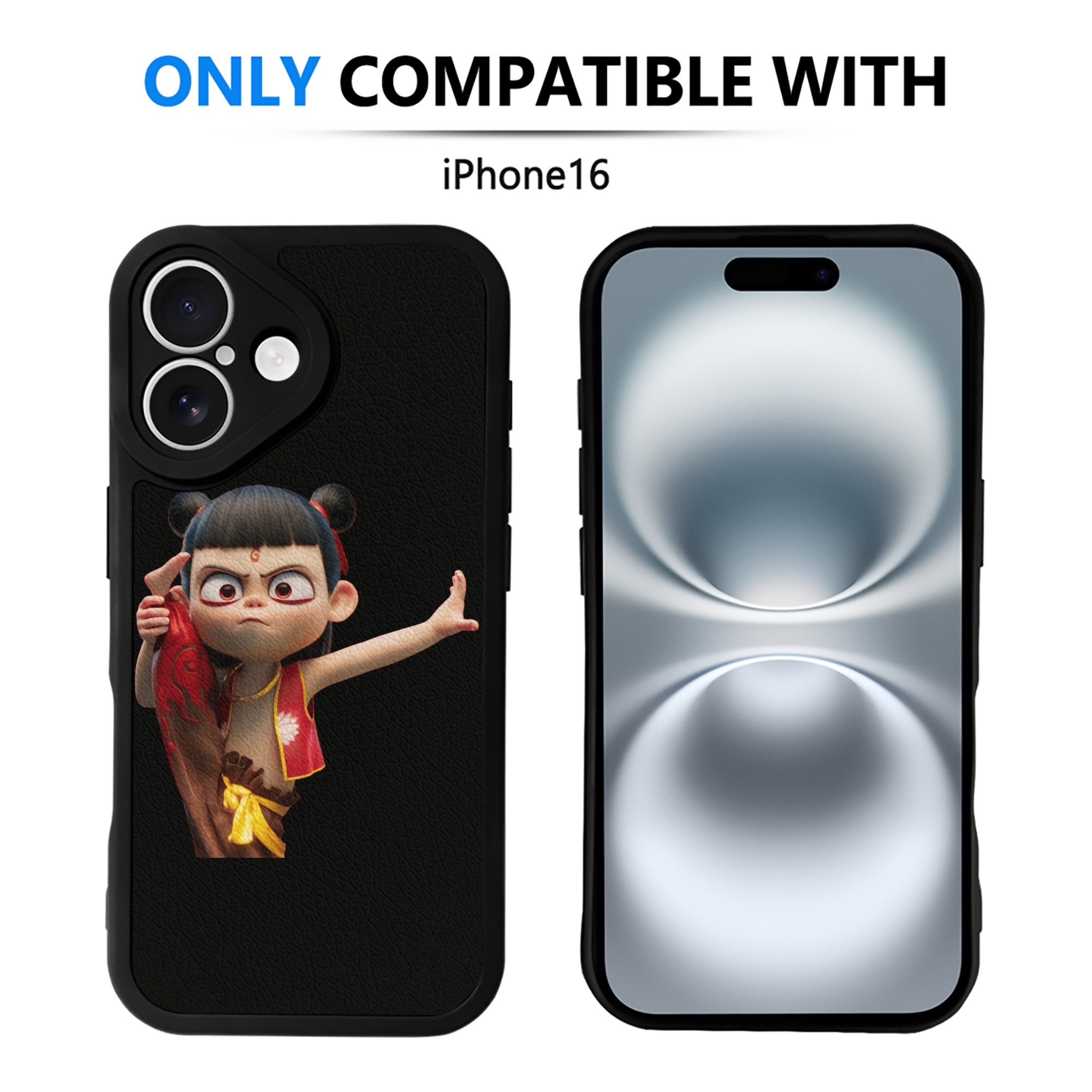 （画像用） Ne Zha 2 ナタ 魔童の大暴れ 【iPhone 16シリーズ対応】シリコンスマホケース（レザー調） 材質：シリコン